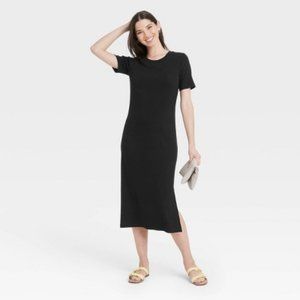 Women’s Short Sleeve Rib Knit Tshirt Dress